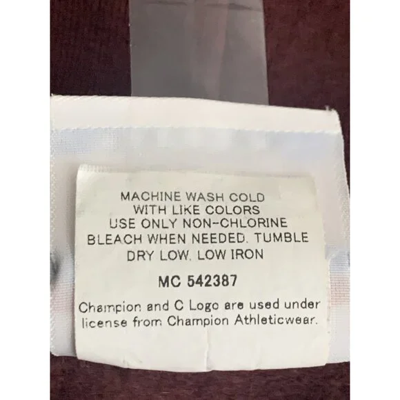 Champion Maroon Full-Zip Drawstring Hoodie "Love Gold" Back Design Front Pockets - Picture 11 of 11